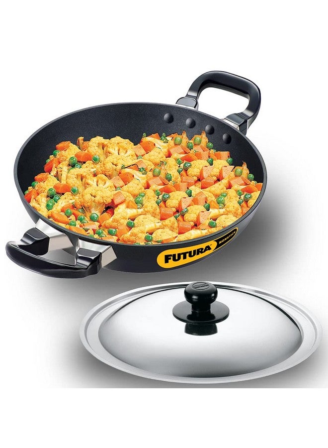 Hawkins Futura 1.5 Litre Deep Fry Pan, Non Stick Kadai with Stainless Steel Lid, Round Bottom Kadhai, Small Non Stick Kadai, Black (NK15S) - Image 1