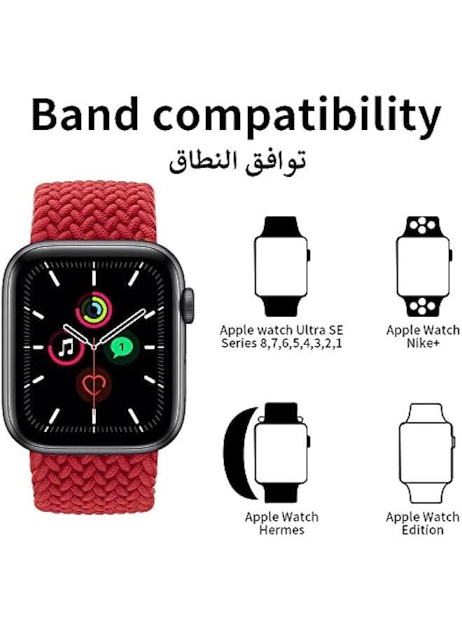 RYNX - for  Watch Band 42mm44mm45mm49mm Strap Braided Solo Loop Replacement Band Wristband for Watch UltraUltra 2 Series 9876SE54321 42mm44mm45mm49mmM Red) - Image 1