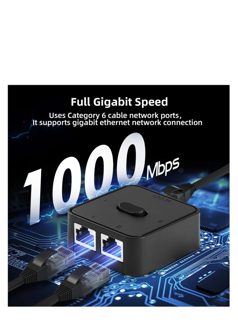 Generic - Gigabit Ethernet Switch, Passive Network Selector, A/B Input/Output for Home or Office, Manual Bidirectional Splitter, No Power Needed, Ideal for Network Hub Use. - Image 1