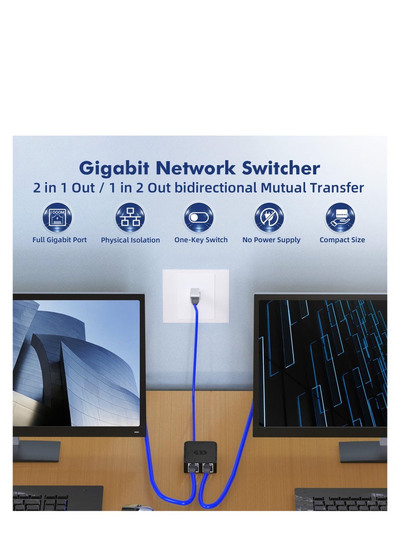 Generic - Gigabit Ethernet Switch, Passive Network Selector, A/B Input/Output for Home or Office, Manual Bidirectional Splitter, No Power Needed, Ideal for Network Hub Use. - Image 1