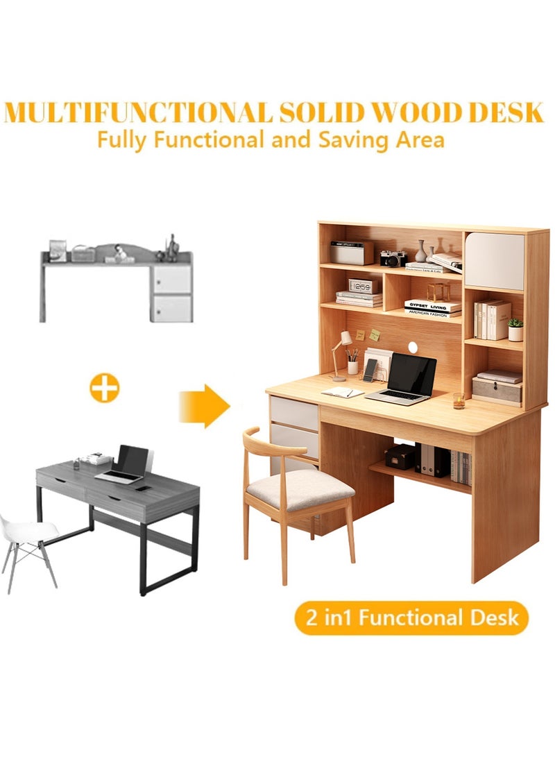 TAPIT Integrated Storage Desk with Hutch, Bookshelf and Cable Management Modern Writing Table Shelves Work Desk PC Table Home Office Corner Study Desk - Image 3