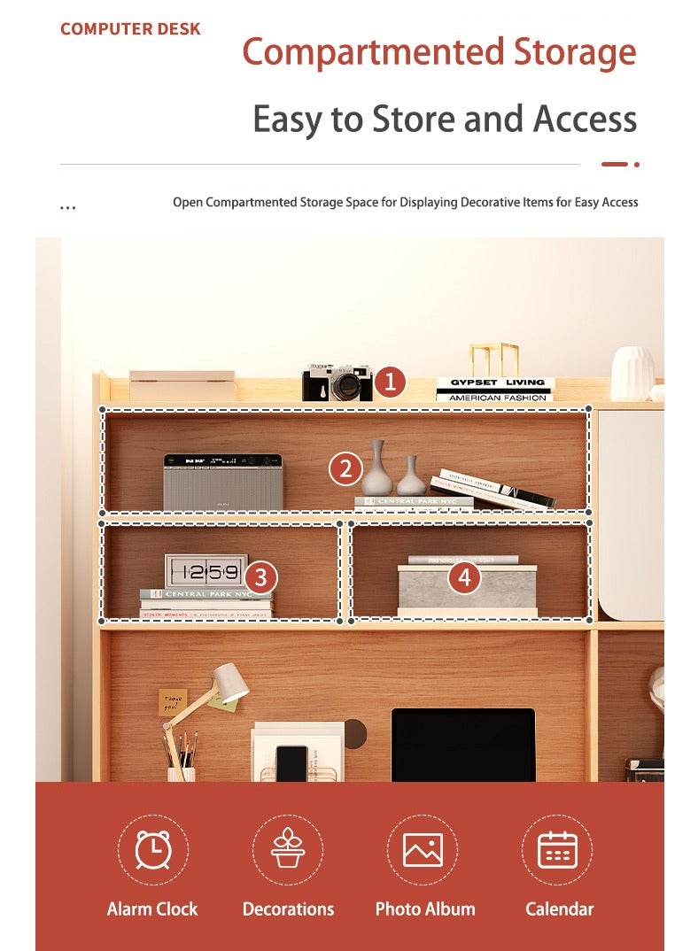 TAPIT Integrated Storage Desk with Hutch, Bookshelf and Cable Management Modern Writing Table Shelves Work Desk PC Table Home Office Corner Study Desk - Image 2