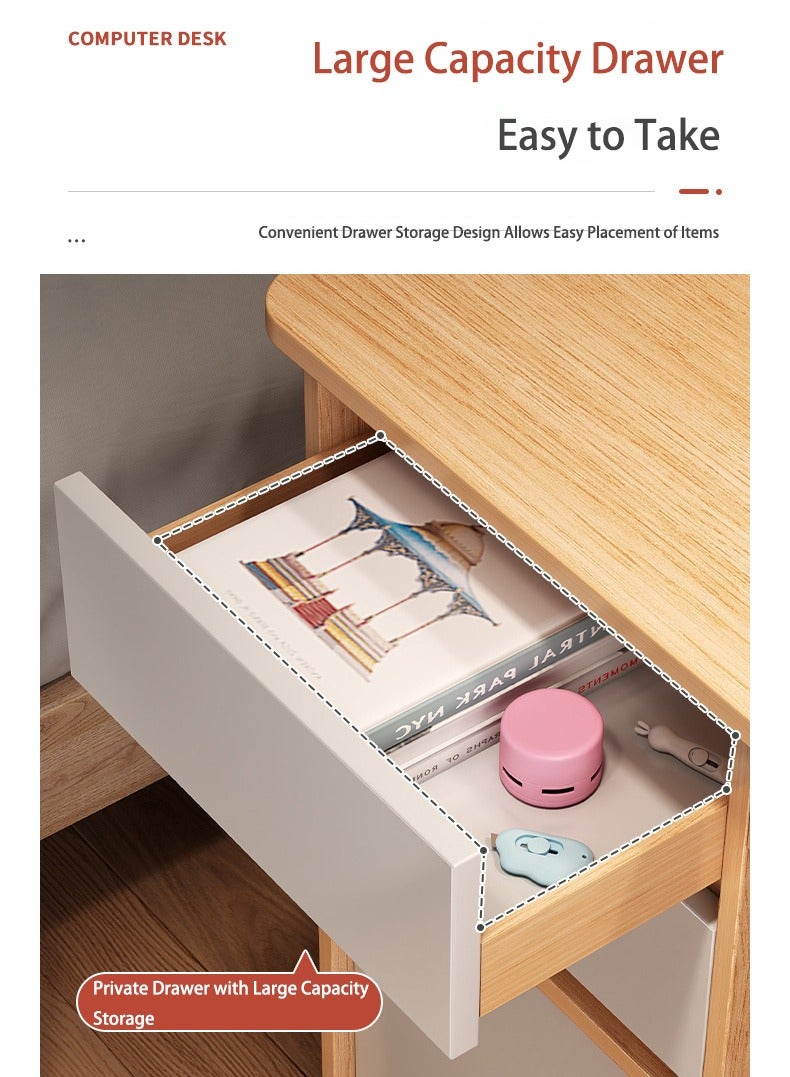 TAPIT Integrated Storage Desk with Hutch, Bookshelf and Cable Management Modern Writing Table Shelves Work Desk PC Table Home Office Corner Study Desk - Image 5