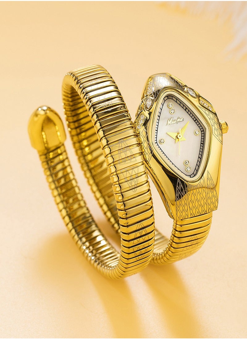 MISS FOX Luxury Fashion Ladies' Watch High-Elastic Snake-Shaped Strap Diamond-Shaped Dial Mineral Reinforced Glass Mirror Waterproof Bracelet Watch  - Image 1