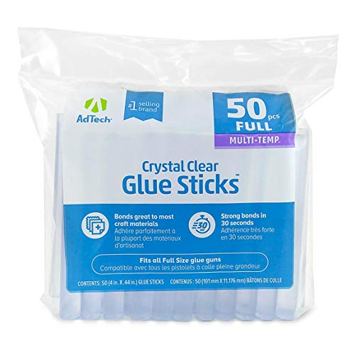 AdTech Crystal Clear Hot Glue Gun Sticks (W220-14ZIP50) – Full Size Hot Glue Sticks. All-purpose glue sticks for crafting, scrapbooking & more. 50 pieces. Length: 4” Diameter: .44”. - Image 1