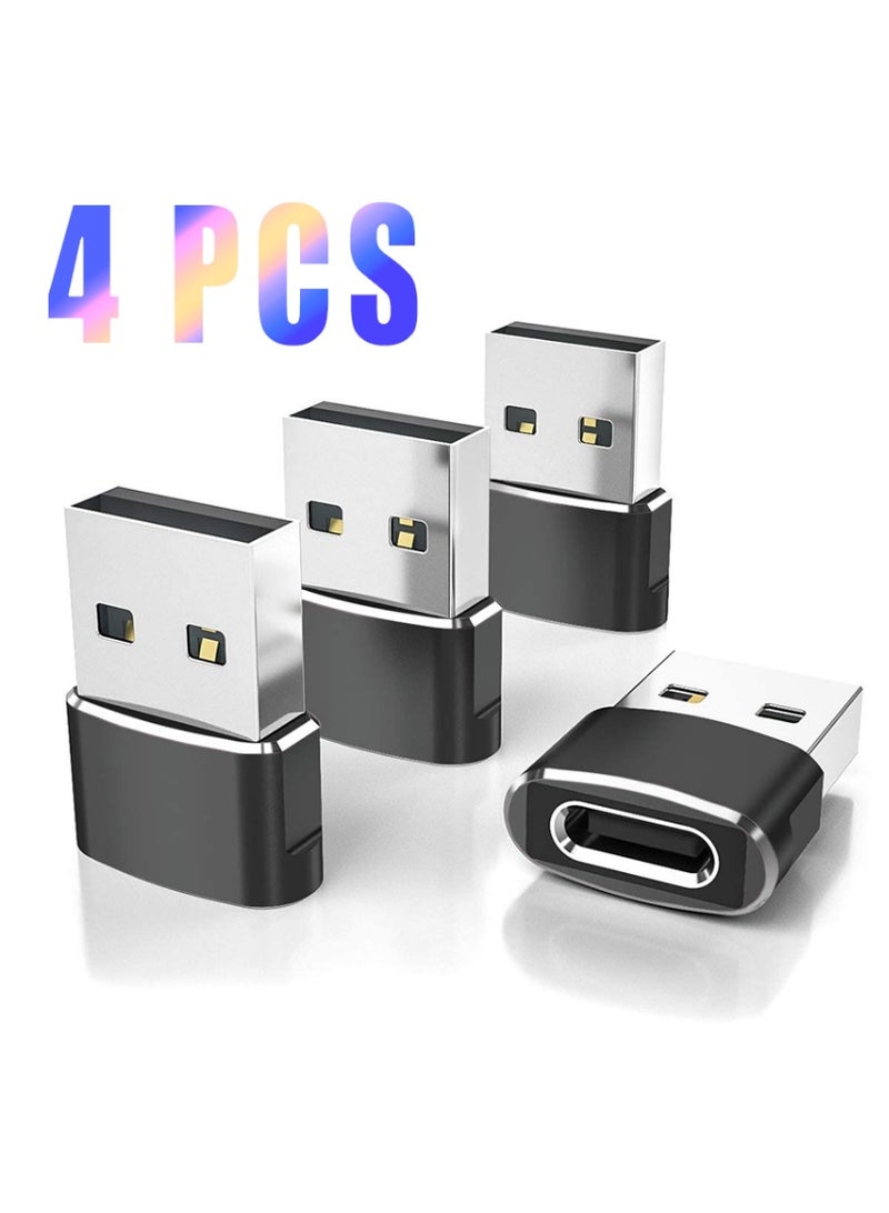 USB to USB C Adapter 4 Pack,USBC Female to A Male Car Charger,Type C Converter Adaptor for MacBook Pro 2018/2017 Note20 Laptops Chargers Multicolour iPhone 16 16e Pro Max,15 14 13 12 11 Plus,Apple Watch iWatch 10 9 8,iPad Air,Samsung Galaxy S25 17 3- Black - Image 1