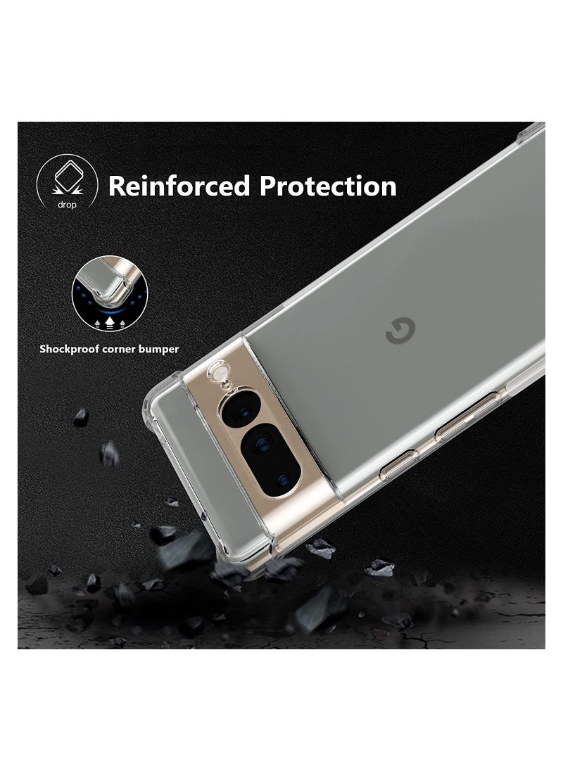 Google Pixel 7 Pro Case Clear Cover with Reinforced Corner Bumper Slim Fit Shockproof Flexible TPU Phone Case for Pixel 7 Pro