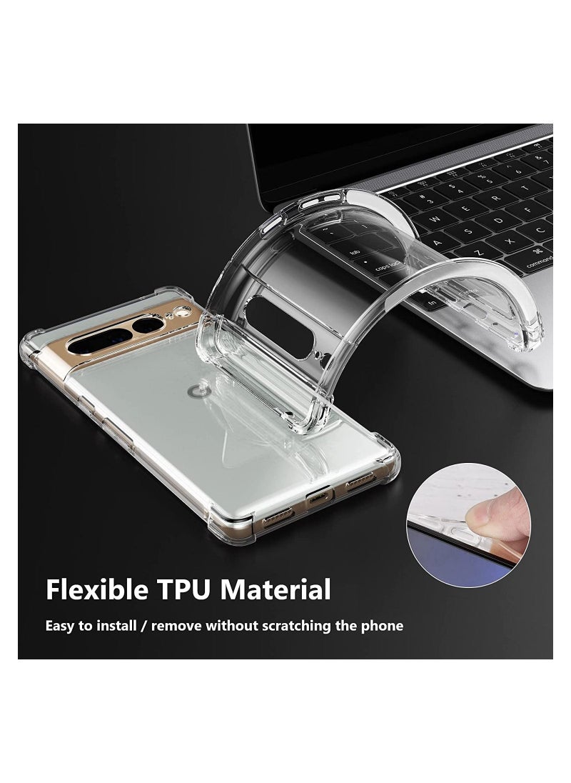 Google Pixel 7 Pro Case Clear Cover with Reinforced Corner Bumper Slim Fit Shockproof Flexible TPU Phone Case for Pixel 7 Pro