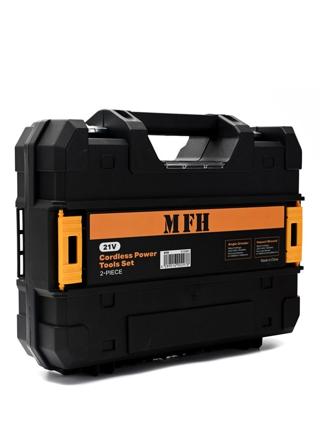 MFH TOOLS 2-Piece 21V Cordless Power Tool Set - 115mm Angle Grinder 10000-12000 RPM - Impact Wrench 0-2600 RPM - Brushless Motors Cordless Combo Kit for Metal Work, Tire Repair & Maintenance - Image 5