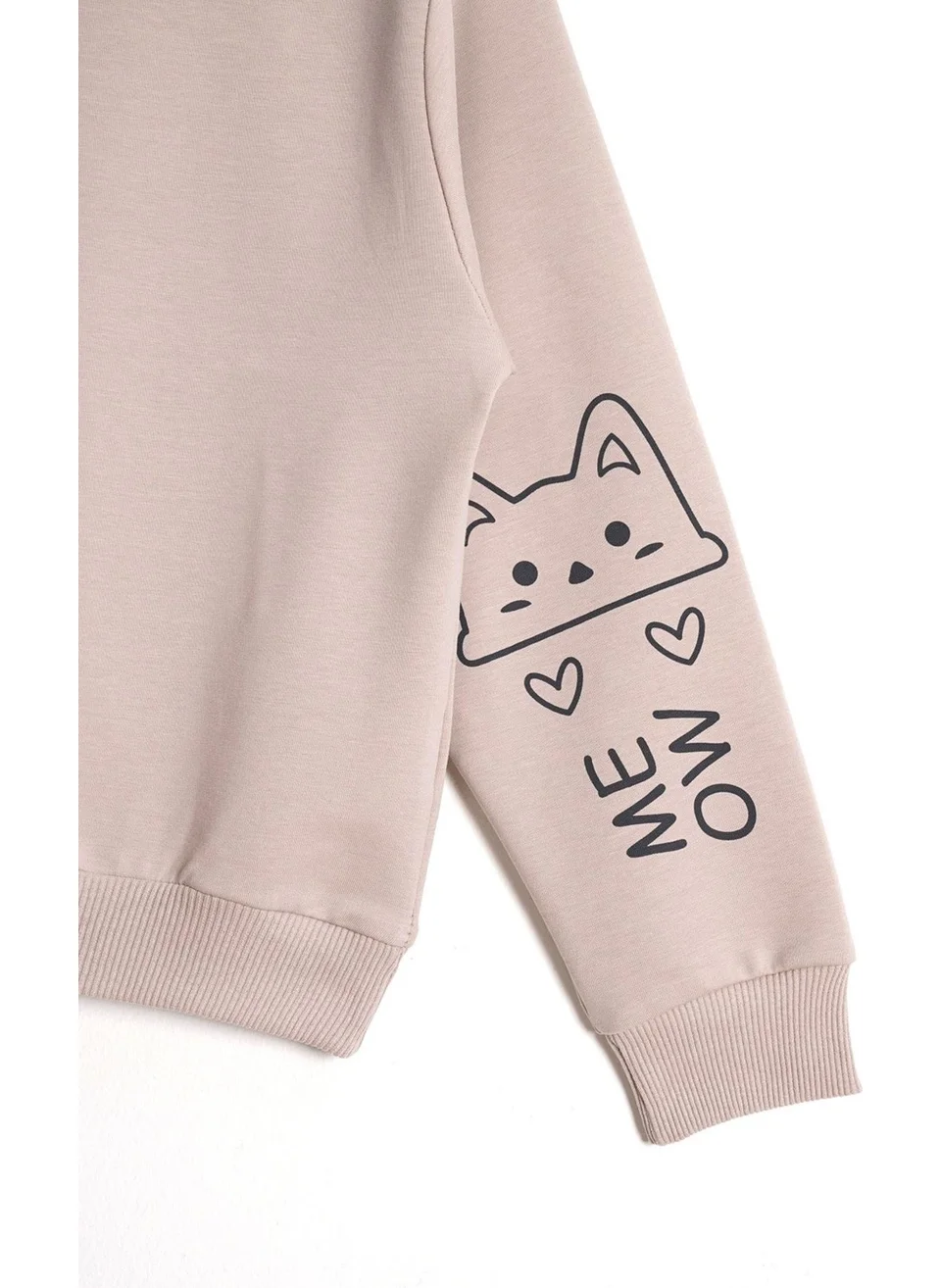 Zepkids Hooded Long Sleeve Stone Color Girls Sweatshirt