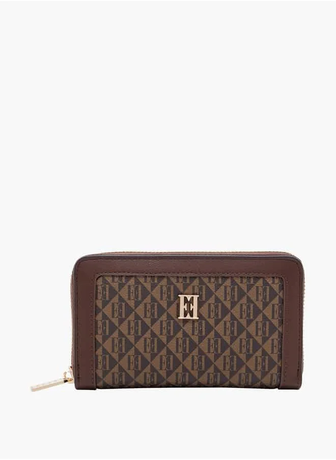 ELLE Women Monogram Print Zip Around Wallet