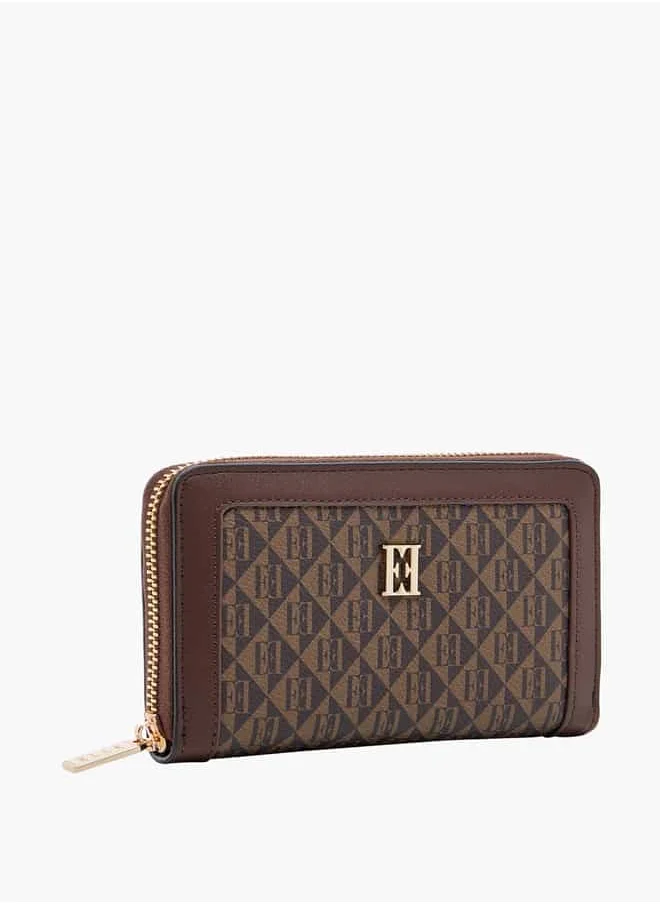 ELLE Women Monogram Print Zip Around Wallet