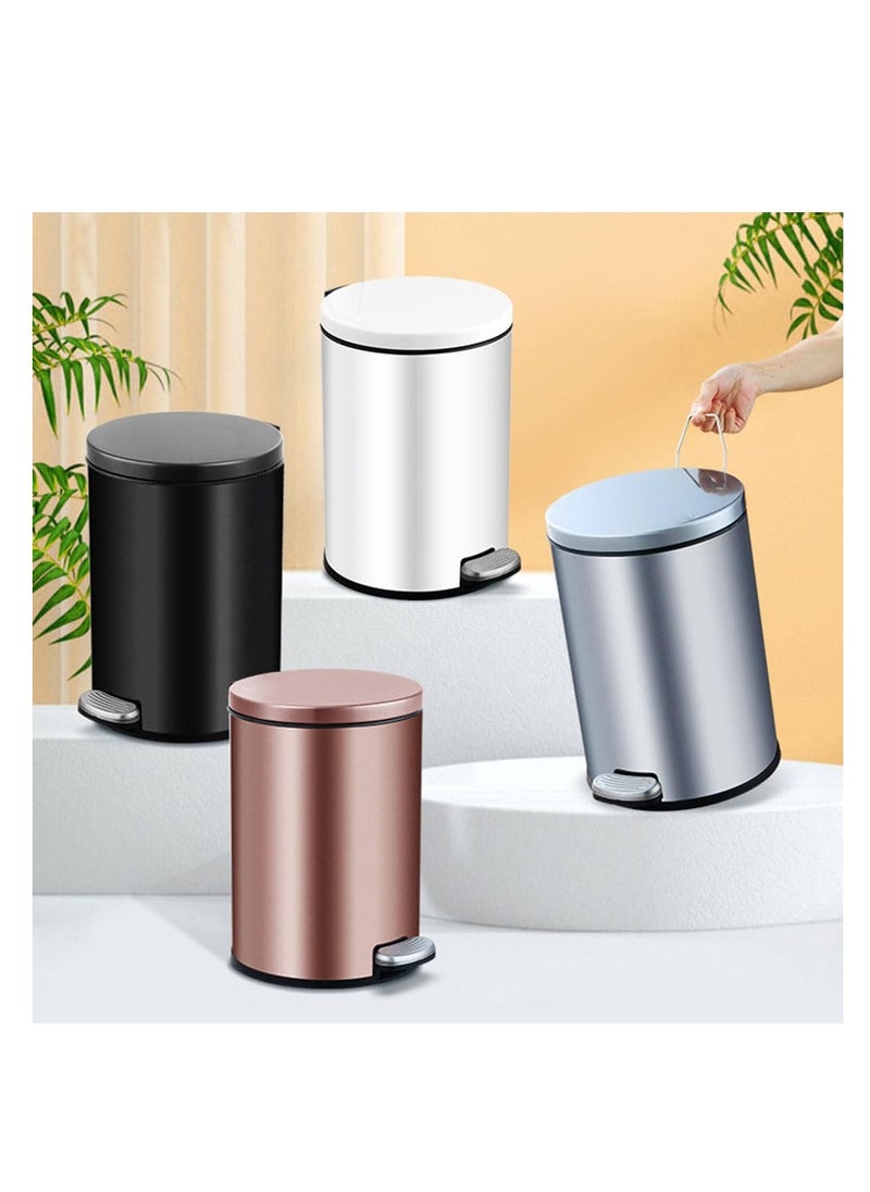 Generic - Stainless Steel Double Layer Dustbin with Pedal and Lid For Bathroom Kitchen,Silent Lidded Trash Bin,Fingerprint-Proof Modern Garbage Can,Round Bucket with Handle for Home Office (Grey, 8L) - Image 1