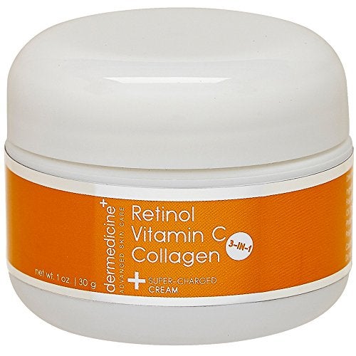Dermedicine Vitamin C + Retinol + Collagen | Super Charged Anti-Aging Cream for Face | Pharmaceutical Grade Quality | Helps Smooth & Plump Fine Lines & Wrinkles & Brightens for Younger Skin (1 oz) - Image 1