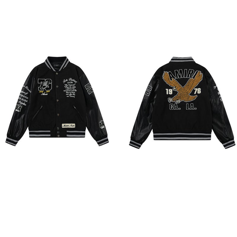 Correct Version】Am1Ri Embroidered Bone Print Pilot Casual Jacket For Men And Women, Winter Baseball Jacket - Image 5
