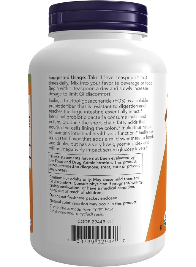 Now Foods Certified Organic Inulin Prebiotic Pure Powder 227 g - Image 3