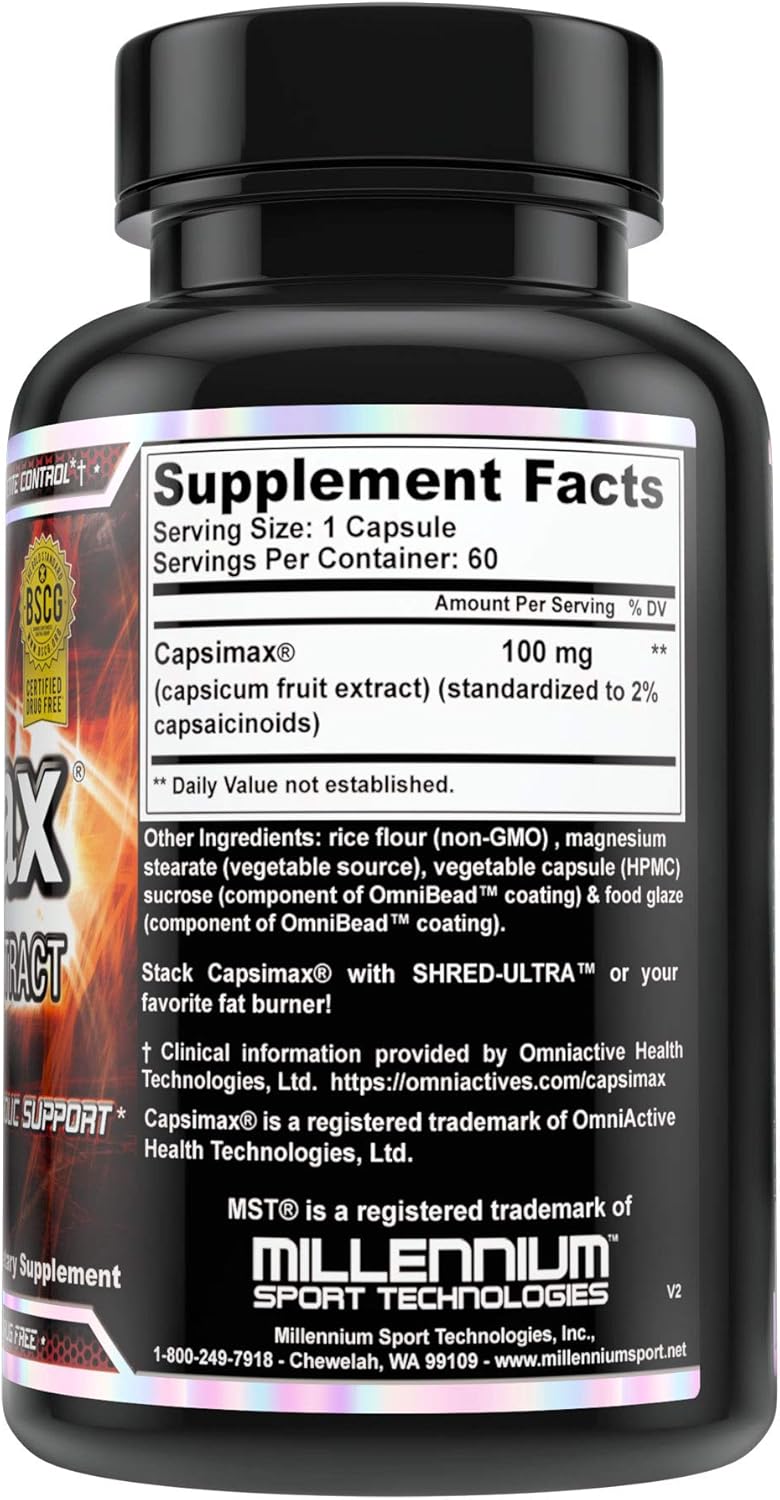MST Capsimax Supplement 100mg V Capsules 60 Servings Clinically Dosed Weight Management Thermogenic Appetite Control Calorie Burning Metabolic Health Stimulant Free BSCG Certified - Image 2