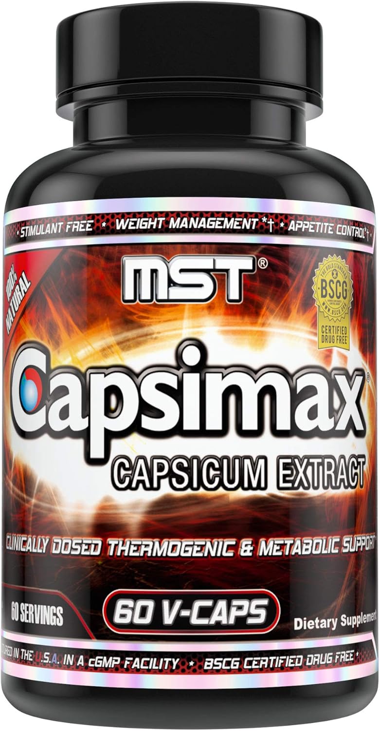MST Capsimax Supplement 100mg V Capsules 60 Servings Clinically Dosed Weight Management Thermogenic Appetite Control Calorie Burning Metabolic Health Stimulant Free BSCG Certified - Image 1