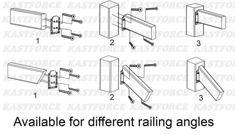 KASTFORCE 20pcs Deck Railing Connectors with 160 pcs Rust-Free Screws for 2x4 ( Acturally 1.5"x3.5" ) Wood Post, Available for Different Railing Angles KF4013 - Image 3