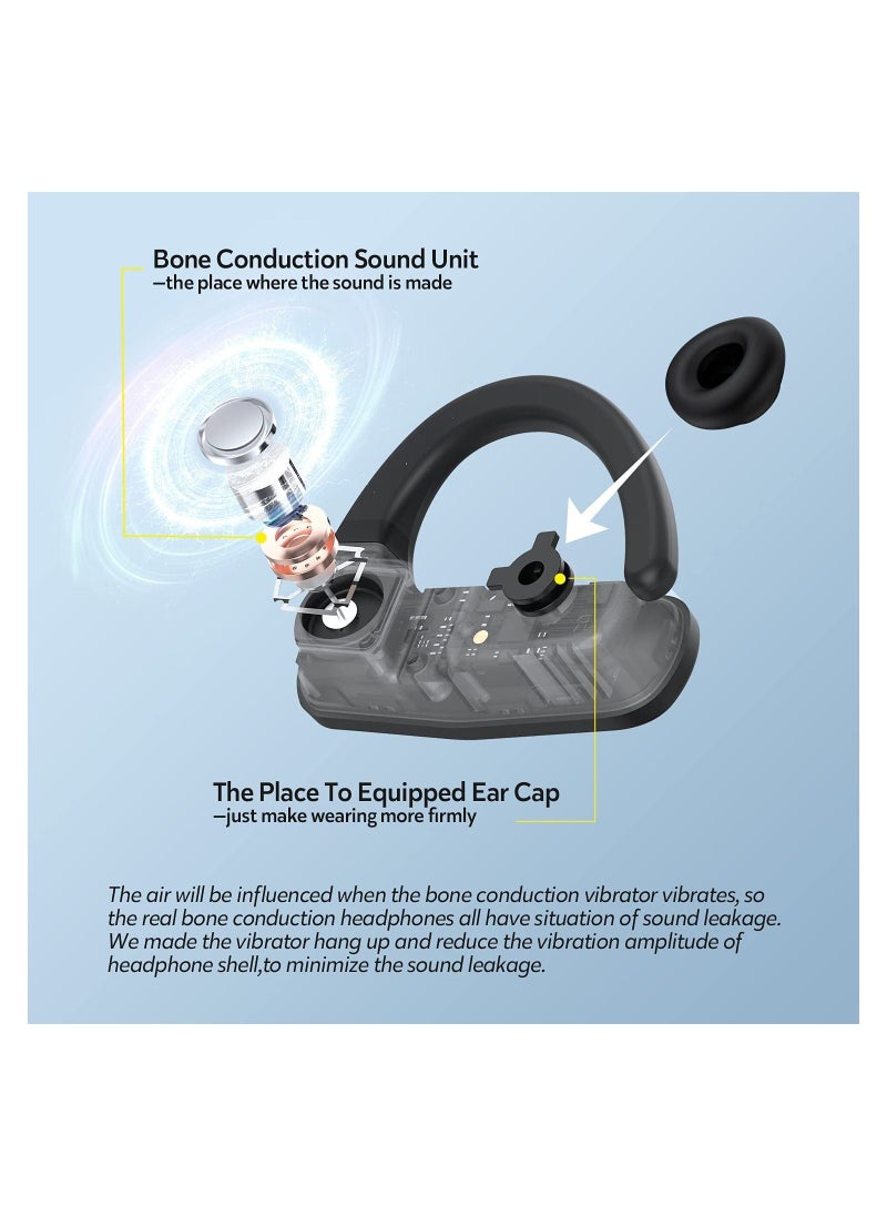 Dacom - Bone Conduction Waterproof Sports Earphone Wireless TWS Earbuds Bluetooth Headphones Stereo with Mic - black - Image 1