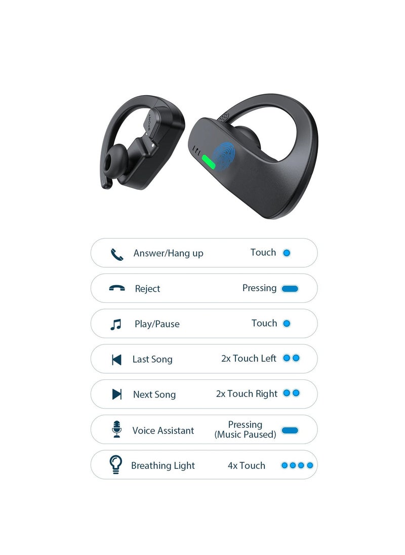 Dacom - Bone Conduction Waterproof Sports Earphone Wireless TWS Earbuds Bluetooth Headphones Stereo with Mic - black - Image 1