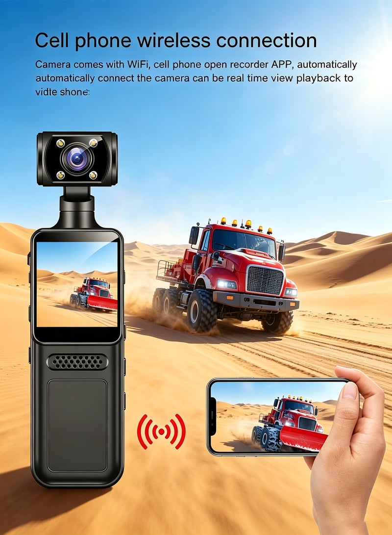 Action Camera 4K WiFi with 180° Rotating Lens and LED Light, 40MP Ultra HD, 135° Wide Angle, APP Control Water Proof Handheld Camera for Outdoor Sports, 1000mAh Long Battery - Image 5