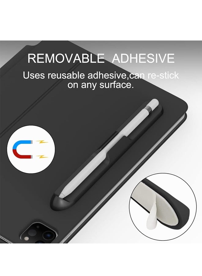 حامل قلم رصاص أسود متوافق مع قلم Apple Pencil (الجيل الأول والثاني) جراب من الجلد الصناعي مع حزام وملحقات الجيب وشريط مطاطي مناسب لأجهزة iPad 8 و7 وMini 5/Notebook/الأجهزة اللوحية - Image 4
