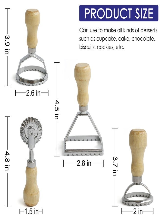 KEISSCO Ravioli Stamp Maker Cutter with Roller Wheel Set, Large Size Aluminum Press with Wooden Handle and Fluted Edge, Ravioli Maker Stamp for Ravioli, Pasta, Dumplings Lasagna, Pierogi, Set of 4 - Image 5