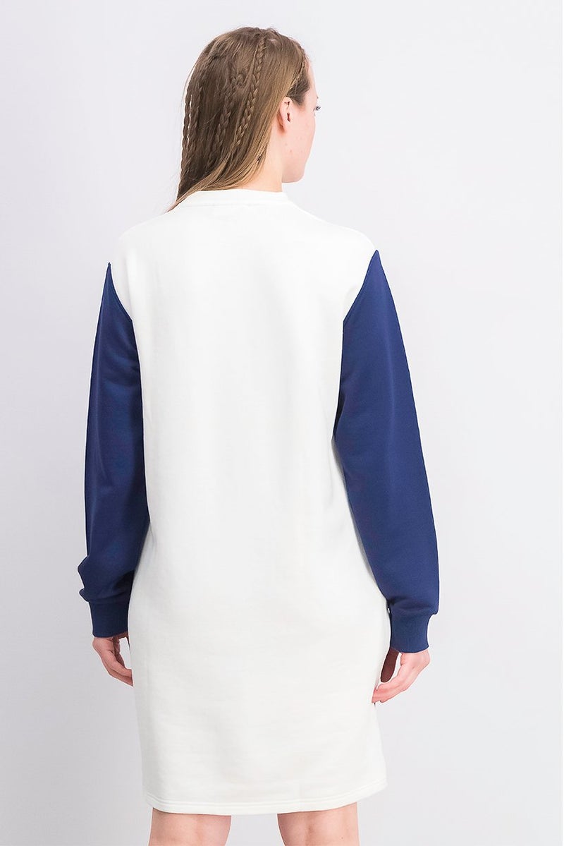 LACOSTE Women Colorblock Sweater Casual Dress, Navy and Purple and White - Image 3