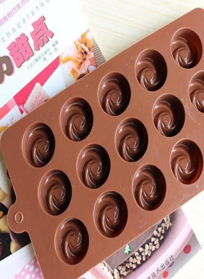 THE UMBRELLA STORE 15 Cavity Silicone Round Swirl Mold Food Grade Flexible Nonstick Mold for Chocolate Ice Lattice Ice Cream Desserts Baking Accessories Reusable Creative Kitchen Mold - Image 2