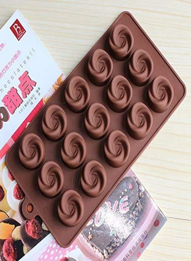 THE UMBRELLA STORE 15 Cavity Silicone Round Swirl Mold Food Grade Flexible Nonstick Mold for Chocolate Ice Lattice Ice Cream Desserts Baking Accessories Reusable Creative Kitchen Mold - Image 1