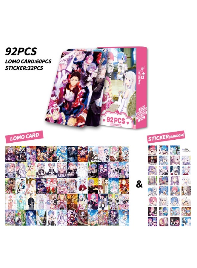NIBEMINENT 92 Pcs Cartoon Re:ZERO - Starting Life in Another World Double-sided Lomo Cards Card For Fans Collection Gifts - Image 2