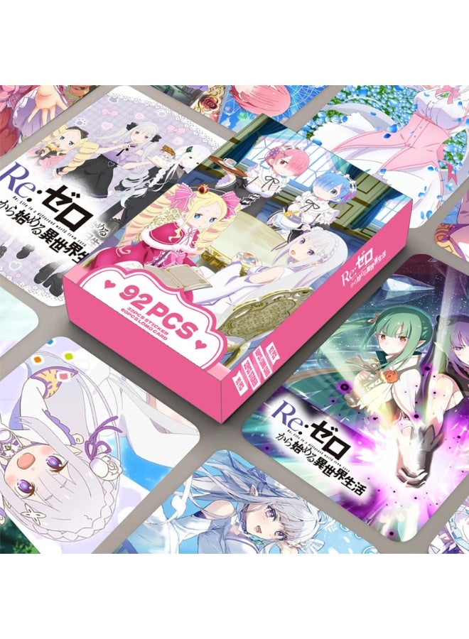 NIBEMINENT 92 Pcs Cartoon Re:ZERO - Starting Life in Another World Double-sided Lomo Cards Card For Fans Collection Gifts - Image 1