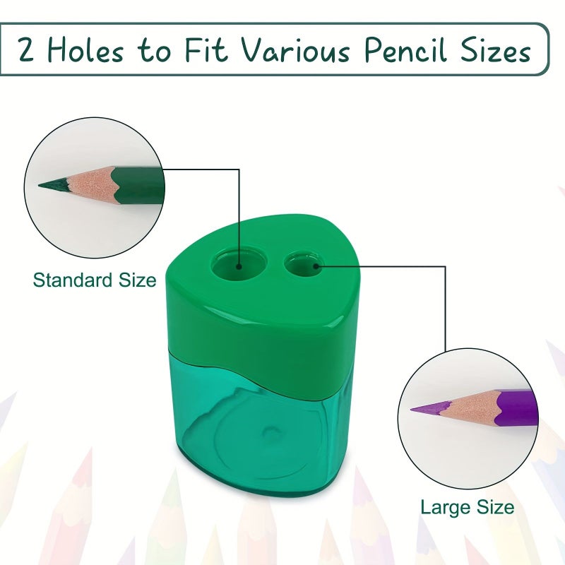 8 Pencil Sharpeners Dual Hole Design Smooth Rotation Easy Clean Base - Image 4