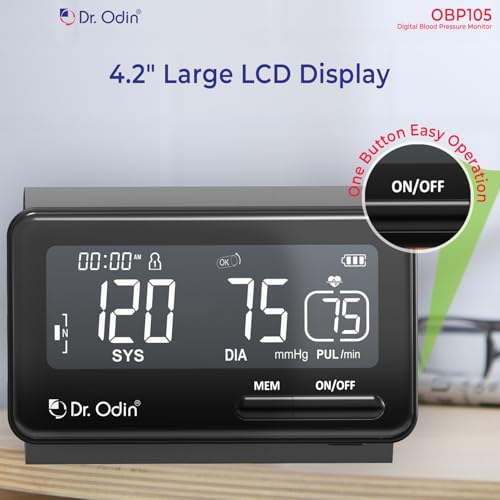 Dr.Odin Dr. Odin OBP-105 Digital Blood Pressure Monitor Pulse Point 360° Low Battery detection, 22–42 cm Large Cuff, Accurate One-Touch Operation, Memory & Irregular-Pulse Alert, Type-C Cable (Black) - Image 4