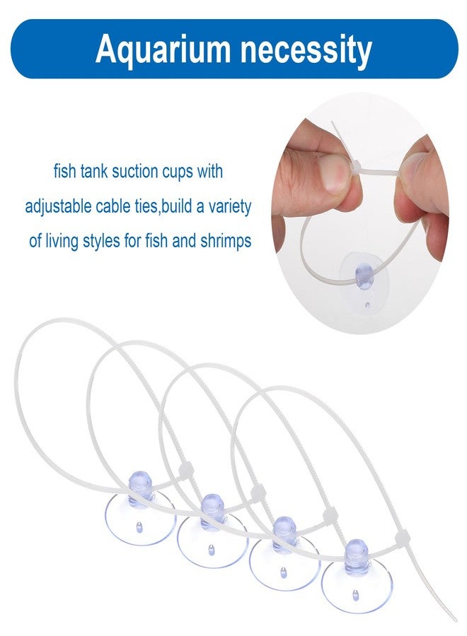 HaiFafafaing 15 Pcs Aquarium Suction Cups with 30 Pcs Zip Ties - Transparent Suction Cup for Aquarium, Plants Binding, Moss Shrimp Nest Landscape Fixation - Utility Sucker Pads for Kitchen Hanging Organization - Image 3