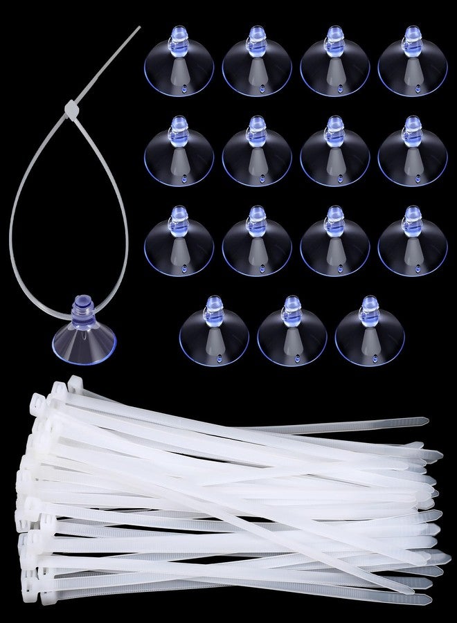 HaiFafafaing 15 Pcs Aquarium Suction Cups with 30 Pcs Zip Ties - Transparent Suction Cup for Aquarium, Plants Binding, Moss Shrimp Nest Landscape Fixation - Utility Sucker Pads for Kitchen Hanging Organization - Image 1