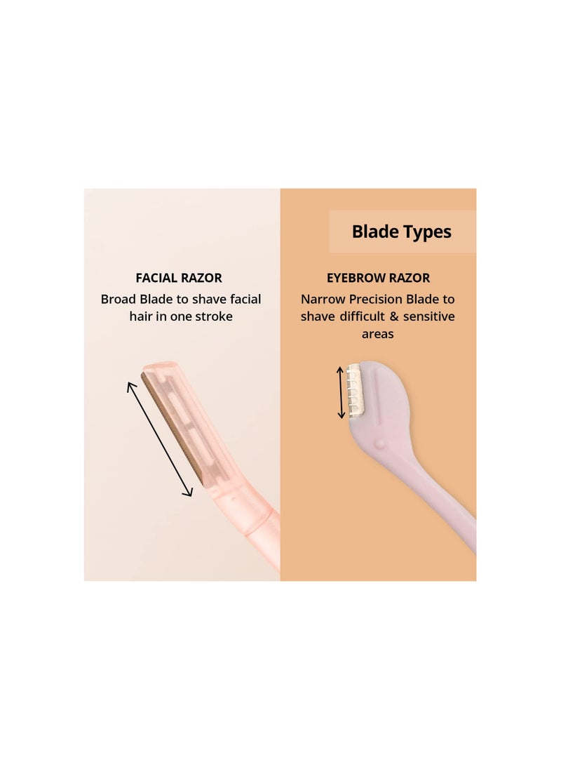 CARMESI Carmesi Women's Face Hair Removal Combo | Pack of 1 Face Razor & 1 Eyebrow Razor | Instant & Painless Hair Removal | Eyebrows, Upper Lip, Peach Fuzz, Sideburn, Forehead  - Image 2