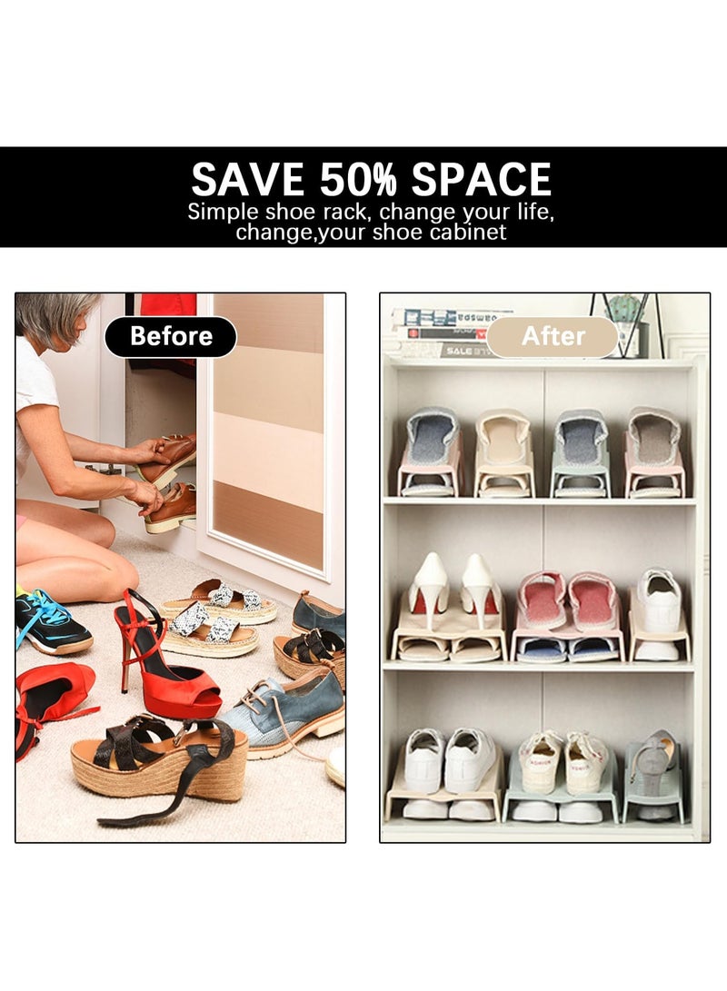 PTTIMFFM 4-Pack Space-Saving Shoe Slot Organizer, Adjustable Double-Deck Closet Shoe Rack Stackers, Non-Slip Floor Storage for Bedroom, Garage, Closet - Image 3