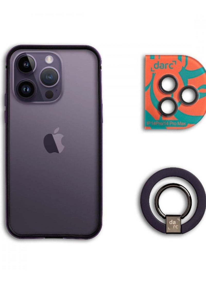 darc iPhone 14 Pro Max 3-in-1 Frame + Camera Protection + MagSafe Grip Purple  - Image 2