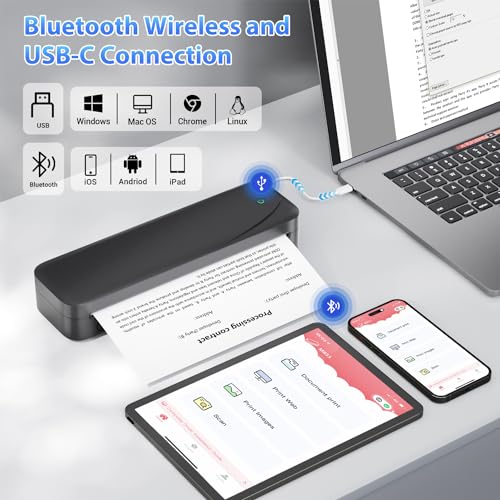 Phomemo Portable Printer, M833 Upgrade Portable Inkless Wireless Printers for Travel, Bluetooth Label Printer Support 8.5'' x 11'' US Letter & A4 Thermal Paper, Suitable for Home Office Business - Image 2