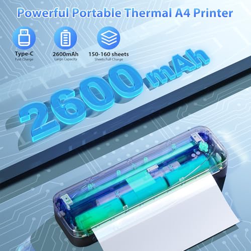 Phomemo Portable Printer, M833 Upgrade Portable Inkless Wireless Printers for Travel, Bluetooth Label Printer Support 8.5'' x 11'' US Letter & A4 Thermal Paper, Suitable for Home Office Business - Image 5