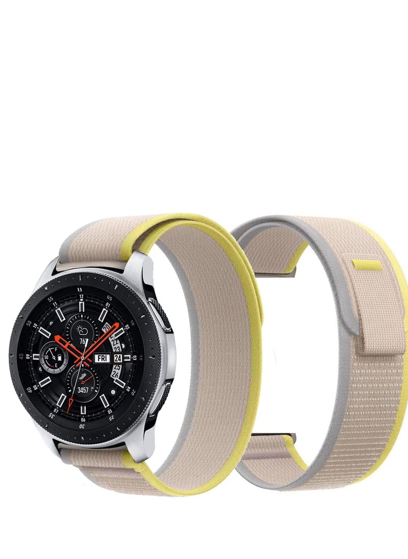 Watch 22mm Trail Loop Nylon Bands Compatible with Samsung Galaxy Watch 3 45mm / Galaxy Watch 46mm / Gear S3 Frontier Band, Adjustable Woven Nylon Braided Sport Band yellow gray  - Image 2