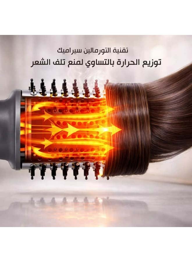 REBUNE 4-in-1 Hair Dryer Brush 1200W RE-2099 | Ceramic & Tourmaline, Multi-Styler - Image 3