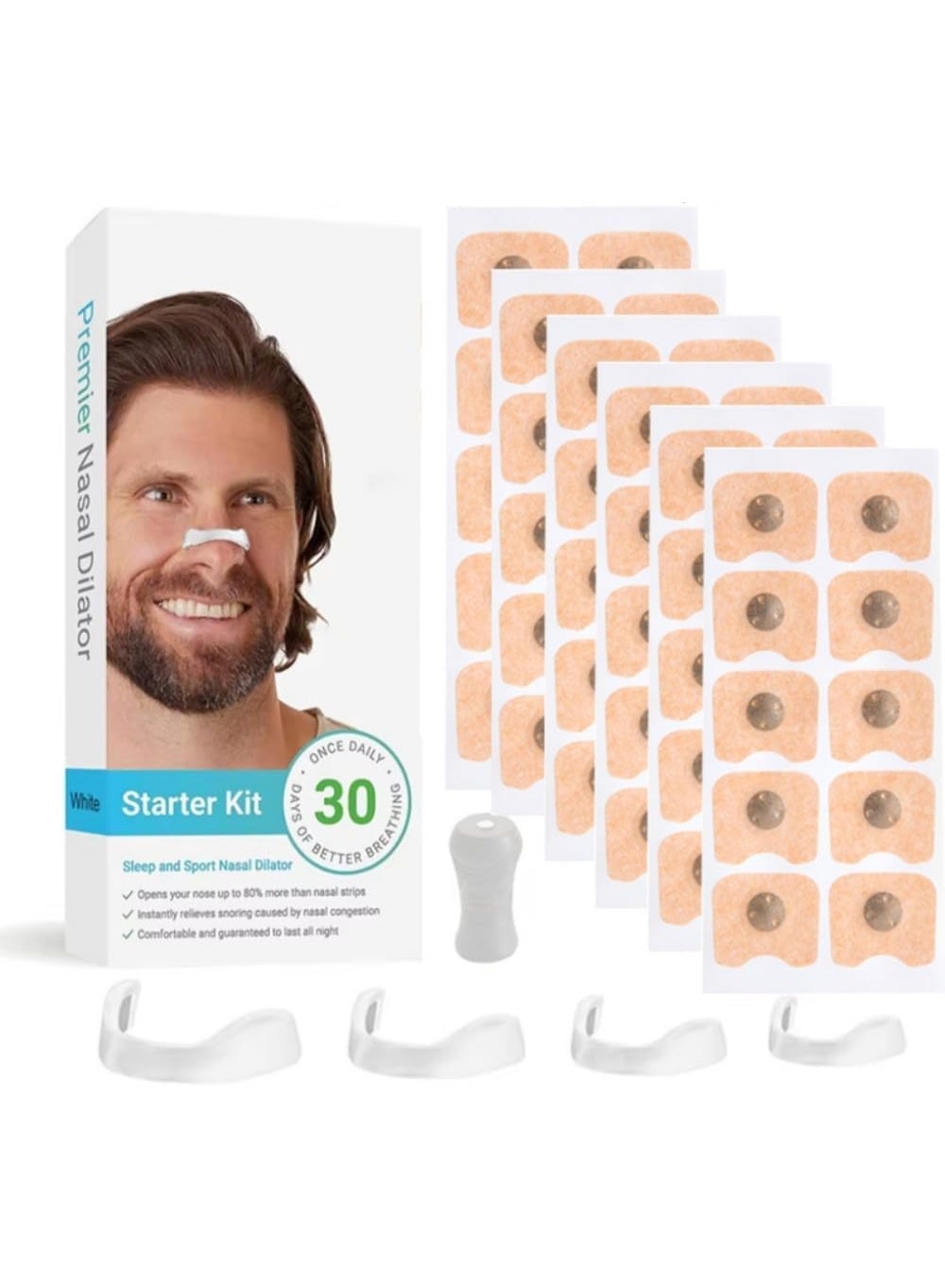 Nasal Strips Starter Kit (30 ct, Black) – Extra Strength Snoring Relief, Enhanced Breathing & Sleep Quality – Boosts Oxygen, Sweat-Resistant & Skin-Friendly for Better Comfort