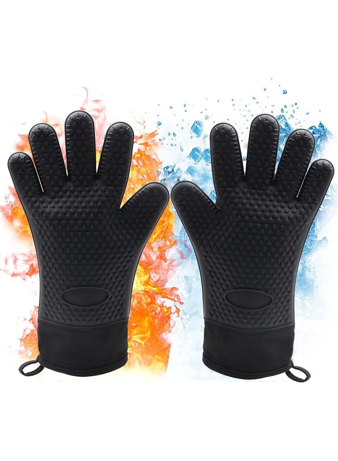 Generic Thickened Silica Gel Gloves For Microwave Oven Grill Gloves Waterproof Oil Splash Proof Steam Barbecue Proof Flame Retardant Heat Resistant High Temperature Resistant Gloves  - Image 1