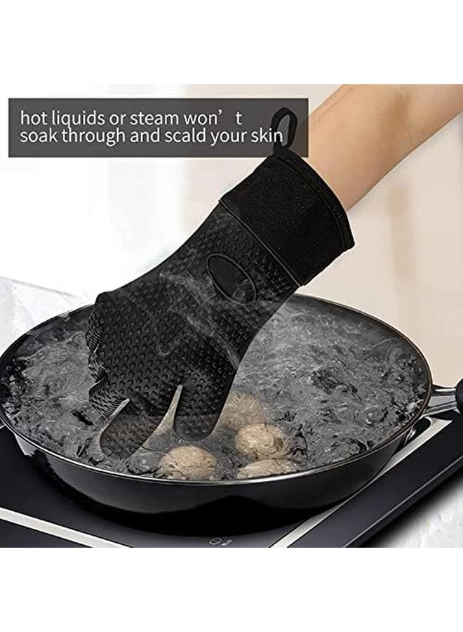 Generic Thickened Silica Gel Gloves For Microwave Oven Grill Gloves Waterproof Oil Splash Proof Steam Barbecue Proof Flame Retardant Heat Resistant High Temperature Resistant Gloves  - Image 2