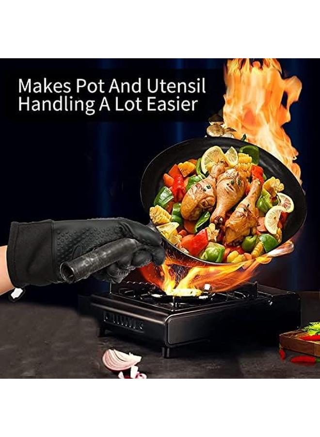Generic Thickened Silica Gel Gloves For Microwave Oven Grill Gloves Waterproof Oil Splash Proof Steam Barbecue Proof Flame Retardant Heat Resistant High Temperature Resistant Gloves  - Image 4