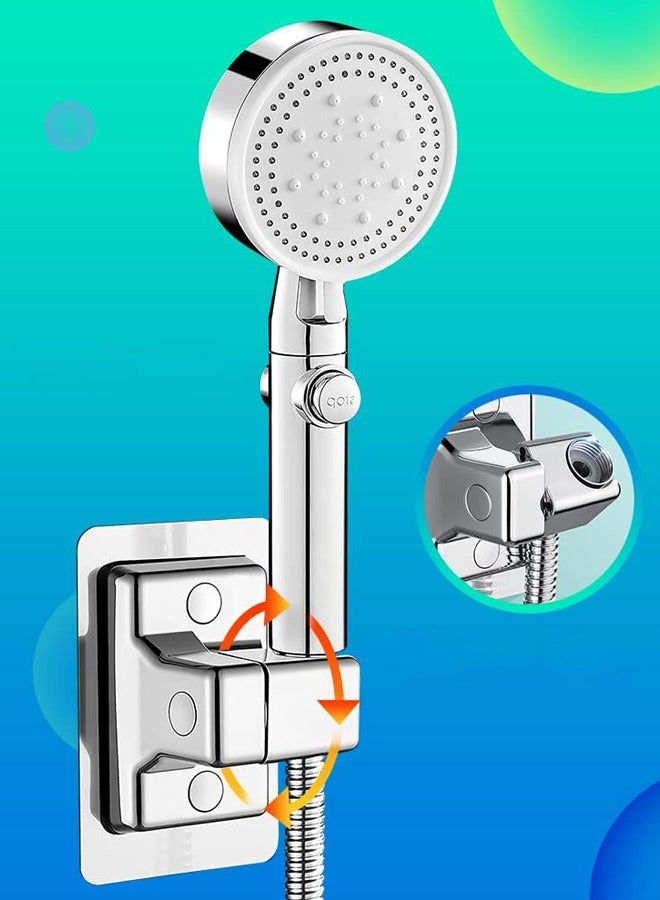 Shower Head Holders, Universal Shower Head Plastic Handheld Showerhead Bracket Adjustable Bracket Wall Mount for Bathroom with Adhesive Stick  - Image 1