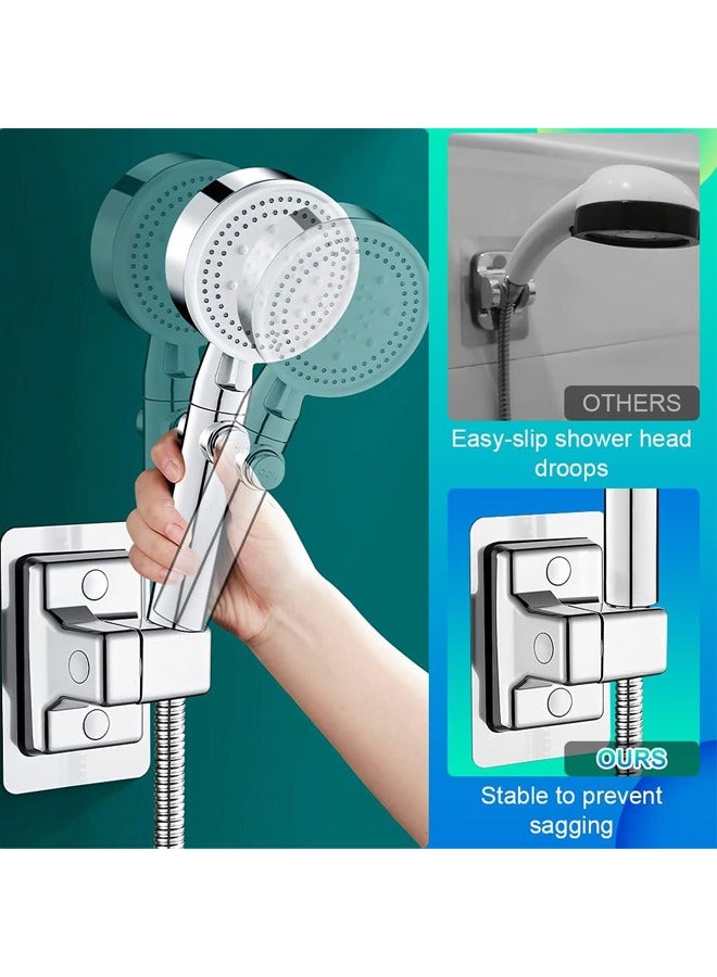 Shower Head Holders, Universal Shower Head Plastic Handheld Showerhead Bracket Adjustable Bracket Wall Mount for Bathroom with Adhesive Stick  - Image 2